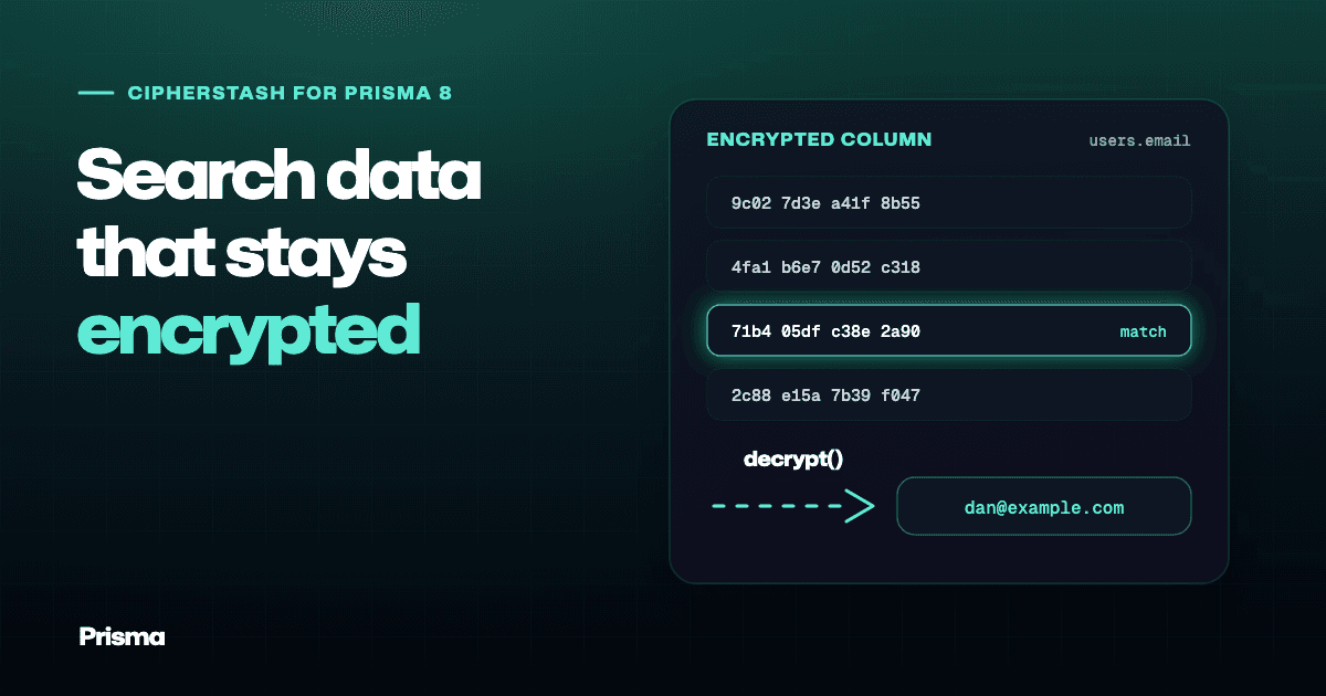 Search encrypted data with Prisma 8 and CipherStash